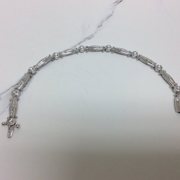 14k WHITE Solid Real Gold Fancy Diamond Tennis lady Bracelet 7 1/4'' 14.90 gr - Picture 4 of 9